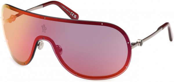 Moncler ML0256 Avionn Sunglasses, 14U - Silver, Bordeaux / Red Mirror