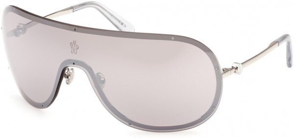 Moncler ML0256 Avionn Sunglasses, 16C - Silver, Ice Grey / Silver Mirror