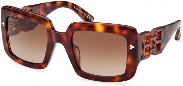 Bally BY0104-H Sunglasses, 53F - Shiny Havana, Shiny Classic Havana / Gradient Brown Lenses