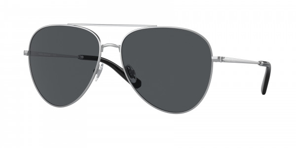 Brooks Brothers BB4064 Sunglasses, 103287 MATTE SILVER DARK GREY SOLID (SILVER)