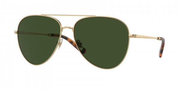 Brooks Brothers BB4064 Sunglasses, 103971 SATIN GOLD GREEN SOLID (GOLD)