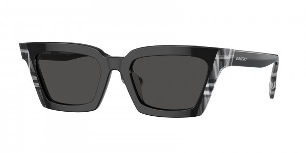 Burberry BE4392U BRIAR Sunglasses, 405187 BRIAR BLACK/CHECK WHITE BLACK (BLACK)