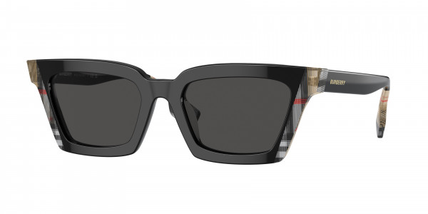 Burberry BE4392U BRIAR Sunglasses, 405587 BRIAR BLACK/VINTAGE CHECK DARK (BLACK)