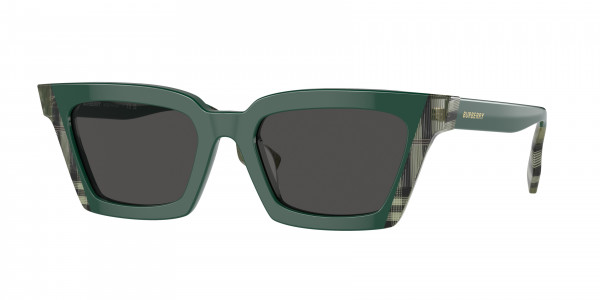 Burberry BE4392U BRIAR Sunglasses, 405687 BRIAR GREEN/CHECK GREEN DARK G (GREEN)