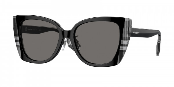 Burberry BE4393F MERYL Sunglasses, 405181 MERYL BLACK/CHECK WHITE BLACK (BLACK)