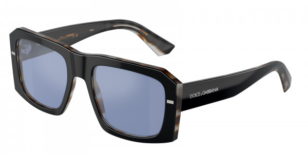 Dolce & Gabbana DG4430F Sunglasses, 34031U BLACK ON GREY HAVANA LIGHT BLU (BLACK)