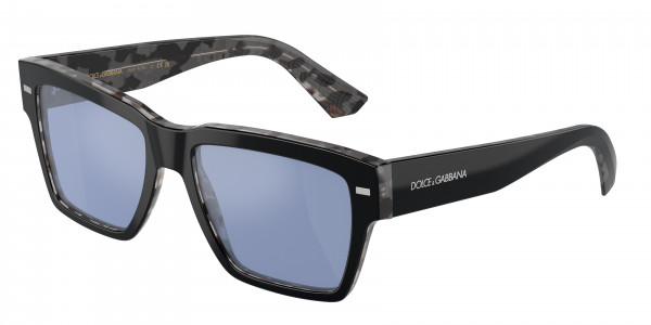 Dolce & Gabbana DG4431F Sunglasses, 34031U BLACK ON GREY HAVANA LIGHT BLU (BLACK)