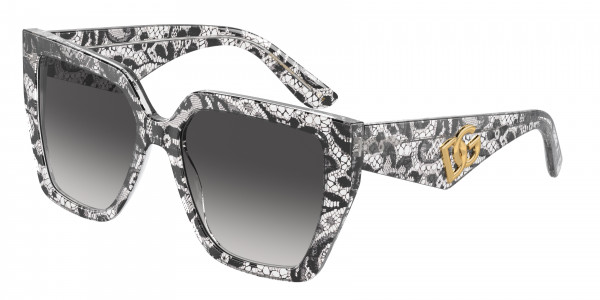 Dolce & Gabbana DG4438 Sunglasses, 32878G BLACK LACE GREY GRADIENT (BLACK)