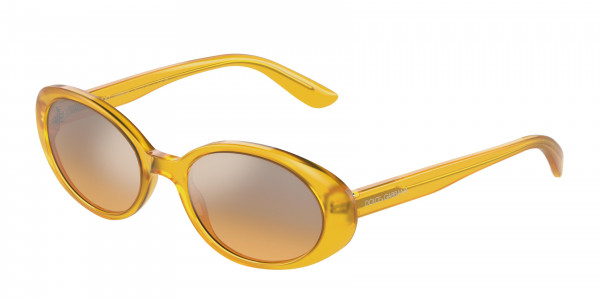Dolce & Gabbana DG4443 Sunglasses, 32837H MILKY YELLOW ORANGE MIRROR SIL (YELLOW)