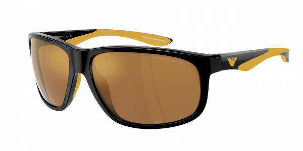 Emporio Armani EA4199U Sunglasses, 50176H SHINY BLACK BROWN MIRROR GOLD (BLACK)