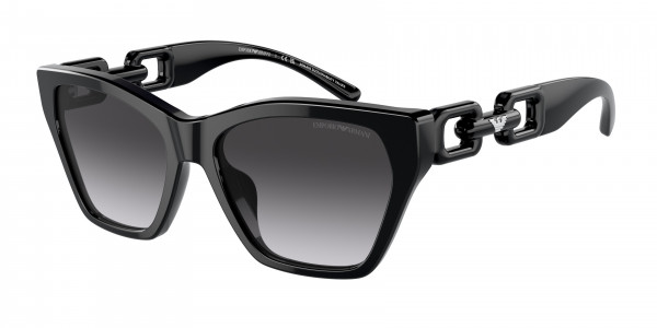 Emporio Armani EA4203U Sunglasses, 50178G SHINY BLACK GRADIENT SMOKE (BLACK)