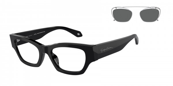 Giorgio Armani AR8185U Sunglasses, 58751W BLACK CLEAR BLUE LIGHT FILTER (BLACK)