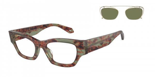 Giorgio Armani AR8185U Sunglasses, 59771W GREEN HAVANA CLEAR (GREEN)