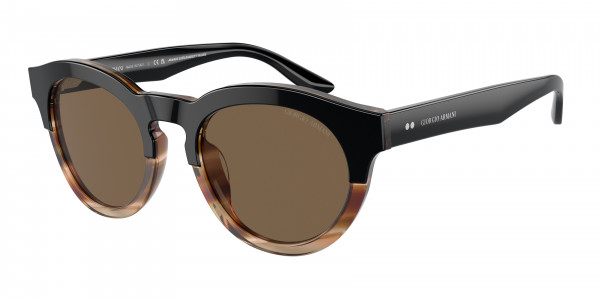 Giorgio Armani AR8189U Sunglasses, 600673 BLACK/STRIPED BROWN DARK BROWN (BLACK)