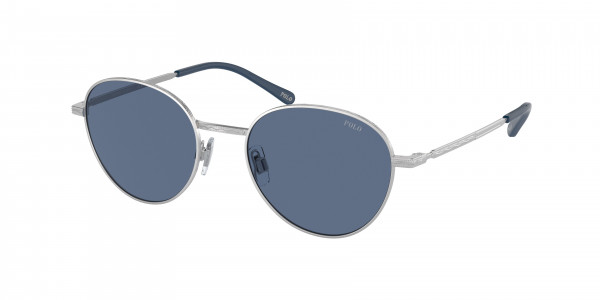 Polo PH3144 Sunglasses, 931680 SEMISHINY SILVER BLUE (SILVER)