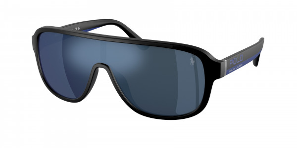 Polo PH4196U Sunglasses, 590055 MATTE BLACK MIRROR BLUE (BLACK)