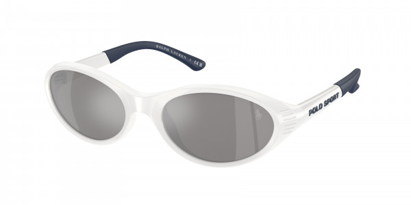 Polo PH4197U Sunglasses, 51016G SHINY WHITE GREY MIRROR SILVER (WHITE)