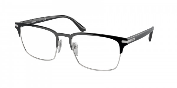 Prada PR 58ZV Eyeglasses, 1AB1O1 BLACK/SILVER (BLACK)
