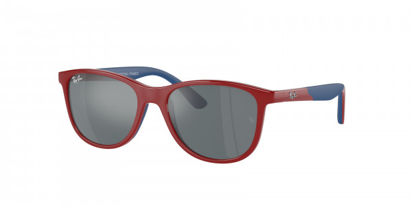 Ray-Ban Junior RJ9077S Sunglasses, 71606G RED ON RUBBER BLU GREY MIRROR (RED)
