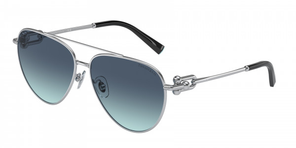 Tiffany & Co. TF3092 Sunglasses, 60019S SILVER AZURE GRADIENT BLUE (SILVER)
