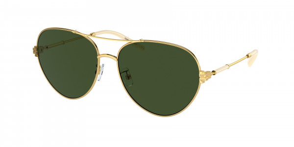 Tory Burch TY6098 Sunglasses, 335171 GOLD DARK GREEN SOLID (GOLD)