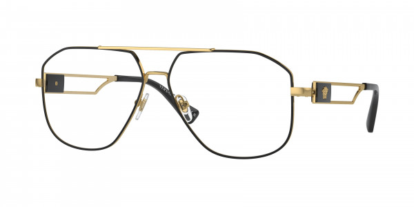 Versace VE1287 Eyeglasses, 1443 BLACK/GOLD (BLACK)