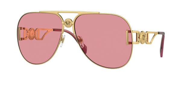Versace VE2255 Sunglasses, 1002A4 GOLD PINK MIRROR INTERNAL SILV (GOLD)