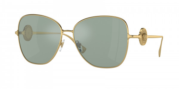 Versace VE2256 Sunglasses, 10029C GOLD AZURE INTERNAL MIRROR SIL (GOLD)