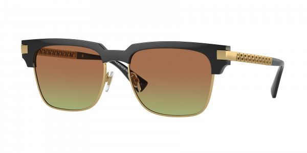 Versace VE4447 Sunglasses, GB1/E8 BLACK CLEAR FIFTY GREEN/BROWN (BLACK)