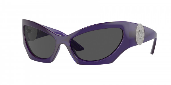 Versace VE4450 Sunglasses, 541987 TRANSPARENT VIOLET DARK GREY (VIOLET)
