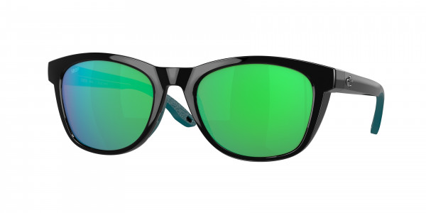 Costa Del Mar 6S9108 ALETA Sunglasses, 910805 ALETA BLACK GREEN MIRROR 580P (BLACK)
