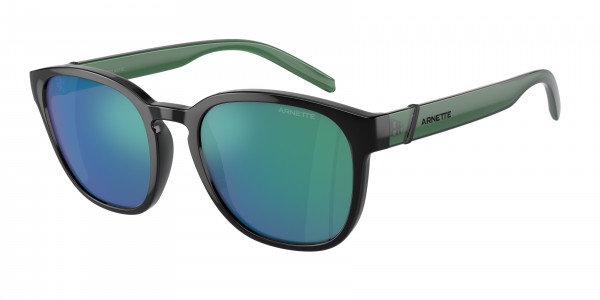 Arnette AN4319 BARRANCO Sunglasses, 2871F2 BARRANCO BLACK GREEN MIRROR GR (BLACK)