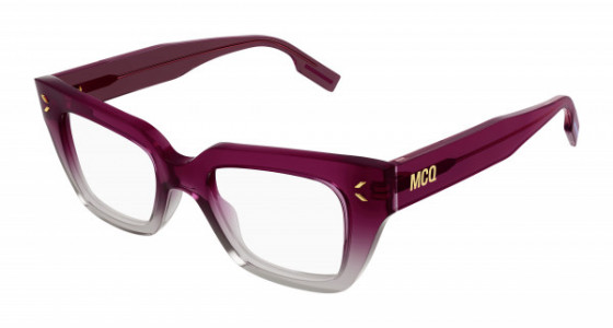 McQ MQ0386O Eyeglasses, 003 - BURGUNDY with TRANSPARENT lenses