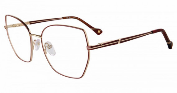 Yalea VYA093 Eyeglasses, GOLD/BURGUNDY (0307)