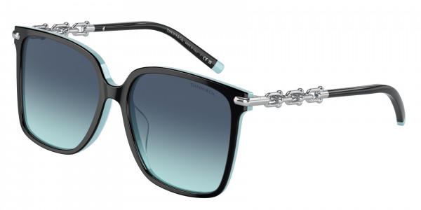 Tiffany & Co. TF4194D Sunglasses, 80559S BLACK ON TIFFANY BLUE AZURE GR (BLACK)