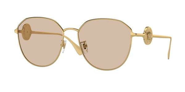 Versace VE2259D Sunglasses, 100293 GOLD LIGHT BROWN (GOLD)