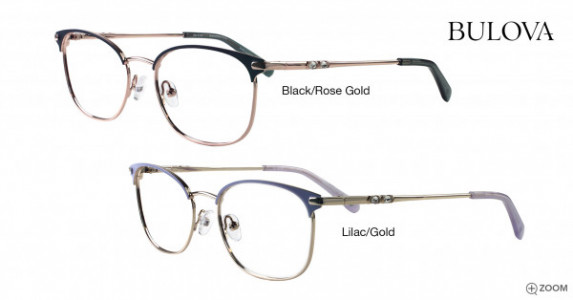 Bulova Noonday Eyeglasses, Black/Rose Gold