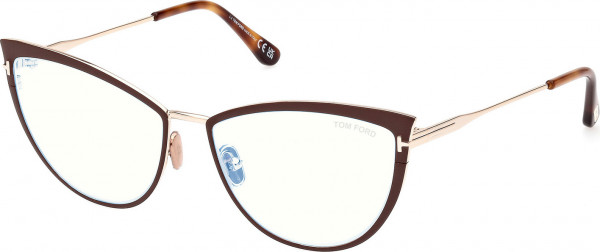 Tom Ford FT5877-B Eyeglasses, 046 - Matte Light Brown / Shiny Rose Gold