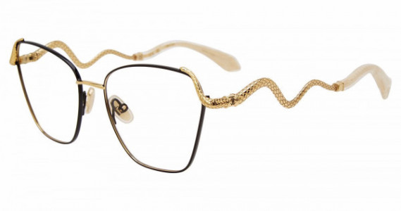 Roberto Cavalli VRC021M Eyeglasses, YELLOW GOLD W/BLACK -0A01