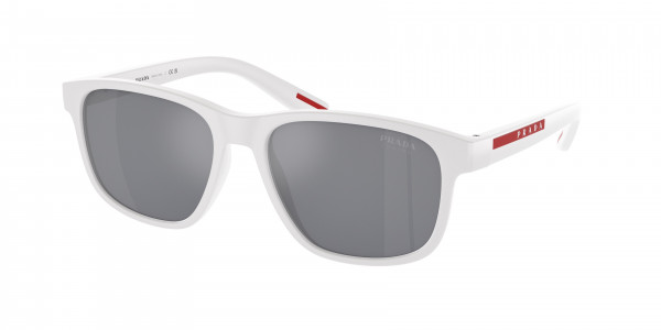 Prada Linea Rossa PS 06YS Sunglasses, TWK40A WHITE RUBBER LIGHT BLUE MIRROR (WHITE)