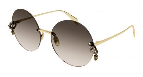 Alexander McQueen AM0418S Sunglasses, 002 - GOLD with BROWN lenses