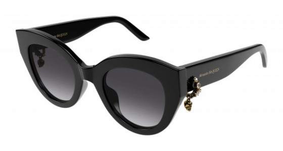 Alexander McQueen AM0417S Sunglasses, 001 - BLACK with GREY lenses