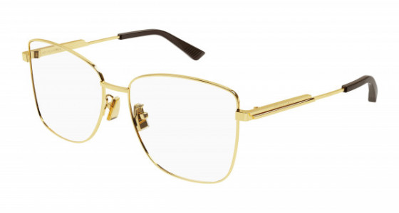 Bottega Veneta BV1238O Eyeglasses, 002 - GOLD with TRANSPARENT lenses