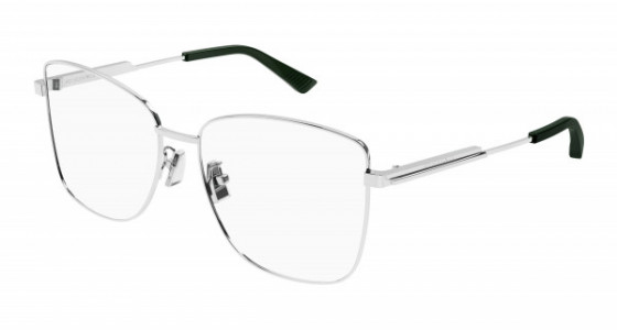 Bottega Veneta BV1238O Eyeglasses, 003 - SILVER with TRANSPARENT lenses
