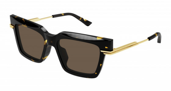 Bottega Veneta BV1242S Sunglasses, 002 - HAVANA with GOLD temples and BROWN lenses