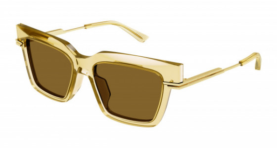 Bottega Veneta BV1242S Sunglasses, 004 - YELLOW with GOLD temples and YELLOW lenses