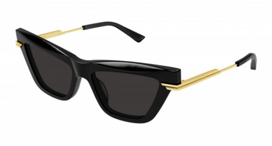 Bottega Veneta BV1241S Sunglasses, 001 - BLACK with GOLD temples and GREY lenses