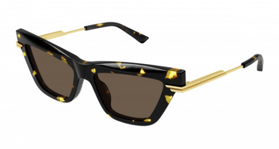 Bottega Veneta BV1241S Sunglasses, 002 - HAVANA with GOLD temples and BROWN lenses