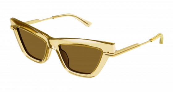 Bottega Veneta BV1241S Sunglasses, 004 - YELLOW with GOLD temples and YELLOW lenses