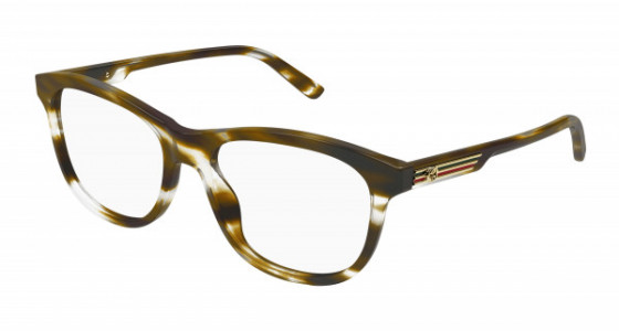 Gucci GG1292O Eyeglasses, 003 - HAVANA with TRANSPARENT lenses